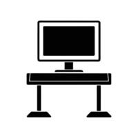 Desktop Computer Monitor with Stand - Minimalist Line Art Design for Office and Tech Graphics vector