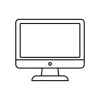 Office Desktop Monitor - Minimalist Line Art Design for Technology and Workspaces vector