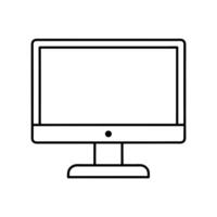Tech Monitor - Desktop Computer with Stand in Minimalist Line Art for Office Graphics vector