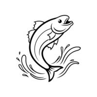 Fish Leaping in Ocean - Dynamic Wildlife Illustration for Aquatic Nature and Marine Life vector