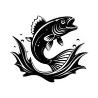 Dynamic Illustration of Leaping Fish Midair in Ocean, Wildlife and Aquatic Nature Design vector