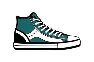 Continuous Single-Line High-Top Sneaker Illustration for Minimalist and Modern Footwear Design vector