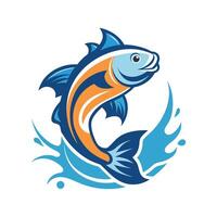Midair Leaping Fish - Dynamic Wildlife and Aquatic Nature Design for Ocean Themes vector
