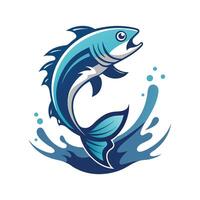 Aquatic Nature Leaping Fish - Dynamic Illustration of Fish Midair for Ocean Designs vector