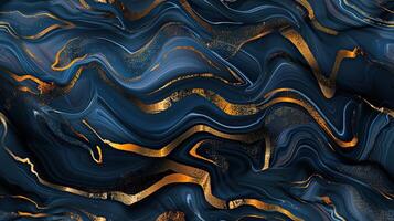 Abstract blue and gold marble background photo