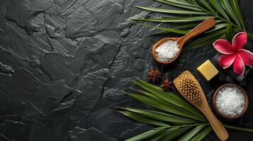 Spa and spa products on a black background photo