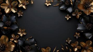 Black and gold flowers on a black background photo