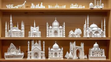 A collection of paper models of buildings photo