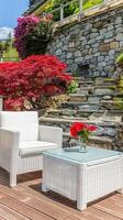 White wicker patio furniture photo