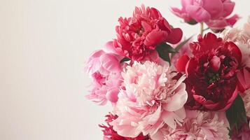 A vase with pink and red flowers photo