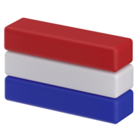 Netherlands flag in icon format in 3d render realistic, color blocs png