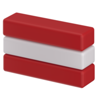 austria flag in icon format in 3d render realistic, color blocs 3d png