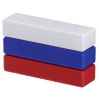 Russian flag in icon format in 3d render realistic, color blocs png