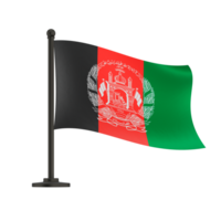 Waving Flag of Afghanistan in White Background. Afghanistan Flag on pole for Independence day. The symbol of the state on wavy fabric. 3d model render, illustration png