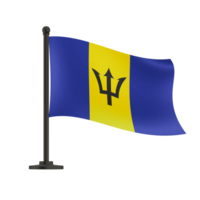 Small national flag of the Barbados on a transparent background, isolated, alpha channel transparency png