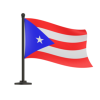 Waving Flag of Puerto Rico in White Background. Puerto Rico Flag on pole for Independence day. The symbol of the state on wavy fabric. 3d model render, illustration png