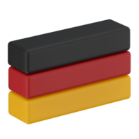 Germany flag in icon format in 3d render realistic, color blocs 3d png