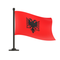 Waving Flag of Albania in White Background. Albania Flag on pole for Independence day. The symbol of the state on wavy fabric. 3d model render, illustration png