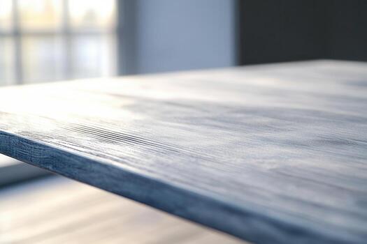 Close-up of a textured wooden table surface. photo