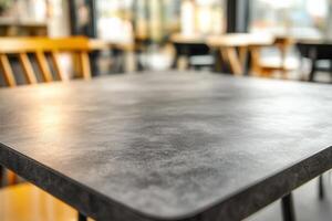 Close-up of a modern table in a cafe setting. photo