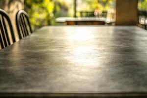 A close-up view of a textured table surface outdoors. photo