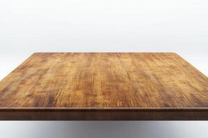 A wooden table with a smooth, polished surface. photo