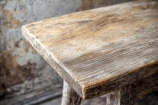 Close-up of a rustic wooden table surface. photo