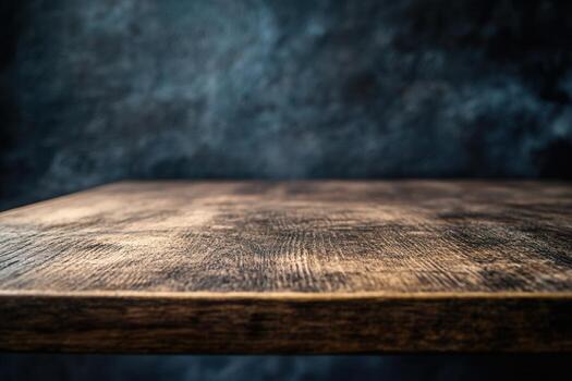 Close-up of a textured wooden table surface. photo