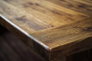 Close-up of a wooden table surface highlighting texture. photo