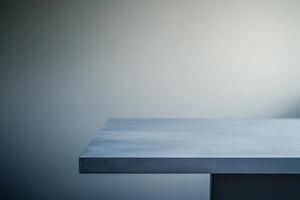 Minimalist gray table against a soft gradient background. photo