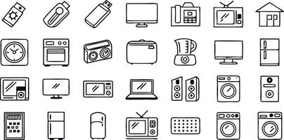 Home Appliances web icons in line style. vector