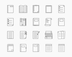 Minimalist Line Icons of Books, Notebooks, and Documents vector