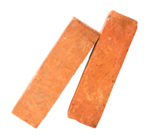 Top view of two old red or orange bricks in stack isolated with clipping path in file format png