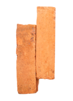 Two old red or orange bricks in pile isolated with clipping path in file format Top view photo png