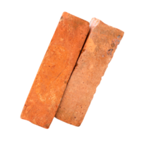 Top view of two old orange bricks in stack isolated with clipping path in file format png