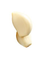 two peeled garlic cloves in stack isolated with clipping path in file format png