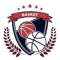 basketball badge with two balls and a laurel wreath vector
