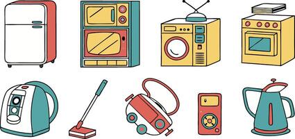 a set of different appliances and appliances vector