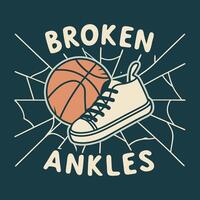 broken ankles logo with basketball shoe and spider web vector