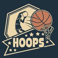 basketball player with ball and hoop in the background vector