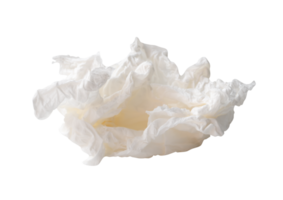 Side view of screwed or crumpled white tissue paper ball isolated with clipping path in file format png