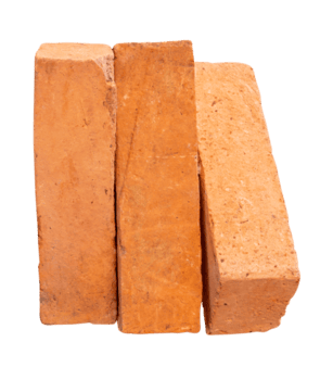 sida se av gammal röd eller orange tegelstenar i stack isolerat med klippning väg i fil formatera png