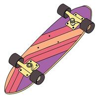 a colorful skateboard with wheels on the bottom vector