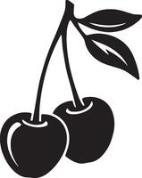 Cherry fruit nature illustration leaf design silhouette isolated on white background. vector