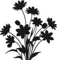Silhouette of hand drawn floral design elements set background abstract design. vector