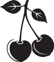 Cherry fruit silhouette isolated on white background. vector