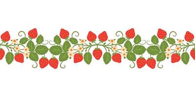 Symmetric Strawberry Ornamental Border Seamless Repeat Pattern. Illustration on White Background vector