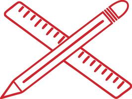 Red Pencil and Ruler Design Accuracy, Precision, Drawing, Measurement, Engineering vector
