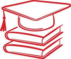 Graduation Cap Resting Atop Stack of Academic Textbooks vector