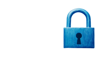 Another angle of the blue metallic lock, symbolizing secure protection and data privacy in a modern context. png